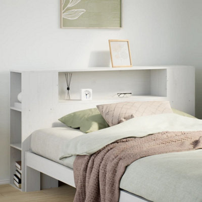 Berkfield Headboard with Storage White 150 cm Solid Wood Pine