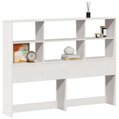 Berkfield Headboard with Storage White 160 cm Solid Wood Pine