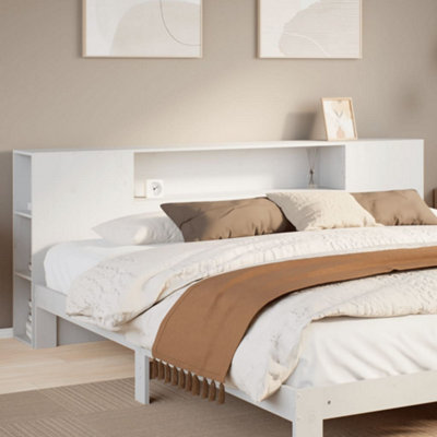 Berkfield Headboard with Storage White 180 cm Solid Wood Pine