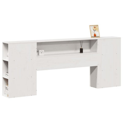 Berkfield Headboard with Storage White 180 cm Solid Wood Pine