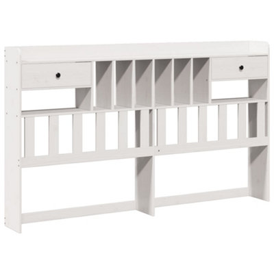 Berkfield Headboard with Storage White 180 cm Solid Wood Pine