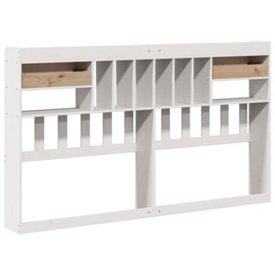 Berkfield Headboard with Storage White 180 cm Solid Wood Pine