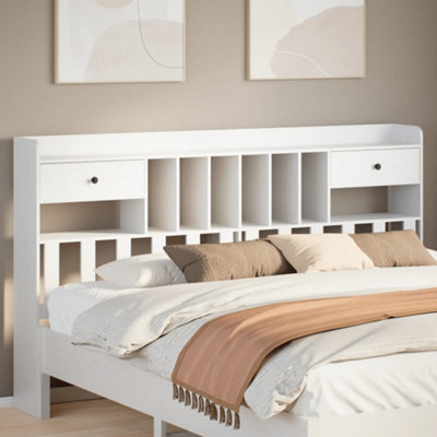 Berkfield Headboard with Storage White 200 cm Solid Wood Pine