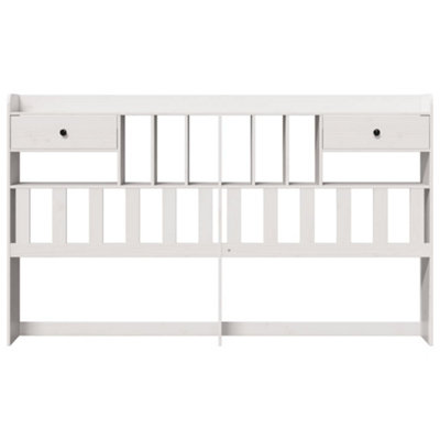 Berkfield Headboard with Storage White 200 cm Solid Wood Pine