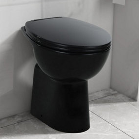 Berkfield High Rimless Toilet Soft Close 7 cm Higher Ceramic Black
