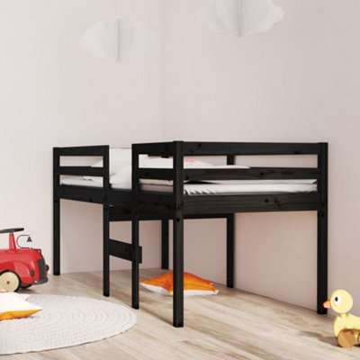 Berkfield High Sleeper Bed Black 90x190 cm 3FT Single Solid Wood