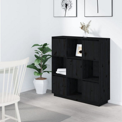 Berkfield Highboard Black 110.5x35x117 cm Solid Wood Pine