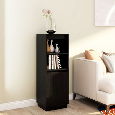 Berkfield Highboard Black 37x34x110 cm Solid Wood Pine