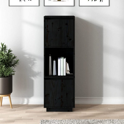 Berkfield Highboard Black 38x35x117 cm Solid Wood Pine