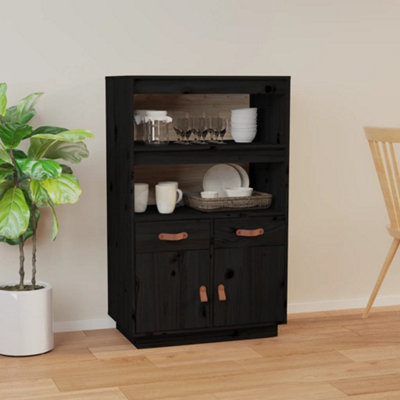 Berkfield Highboard Black 67x40x108.5 cm Solid Wood Pine