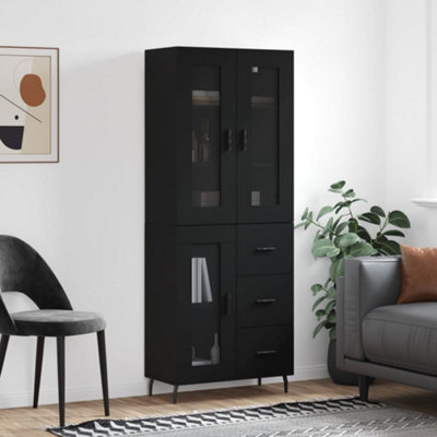 Berkfield Highboard Black 69.5x34x180 cm Engineered Wood