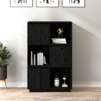 Berkfield Highboard Black 74x35x117 cm Solid Wood Pine