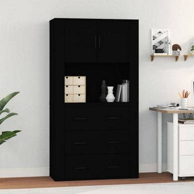 Berkfield Highboard Black Engineered Wood