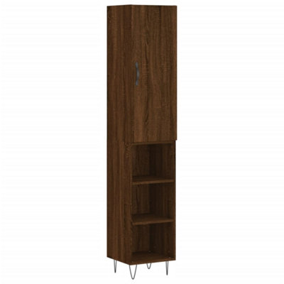 Berkfield Highboard Brown Oak 34.5x34x180 cm Engineered Wood