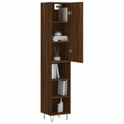 Berkfield Highboard Brown Oak 34.5x34x180 cm Engineered Wood