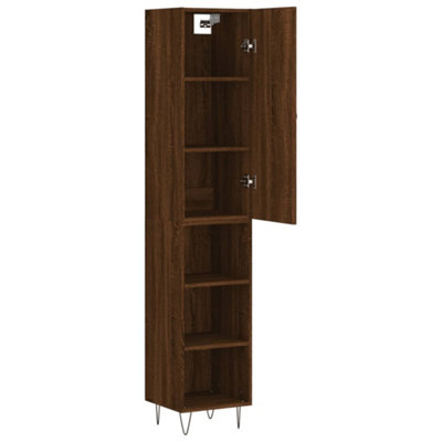 Berkfield Highboard Brown Oak 34.5x34x180 cm Engineered Wood