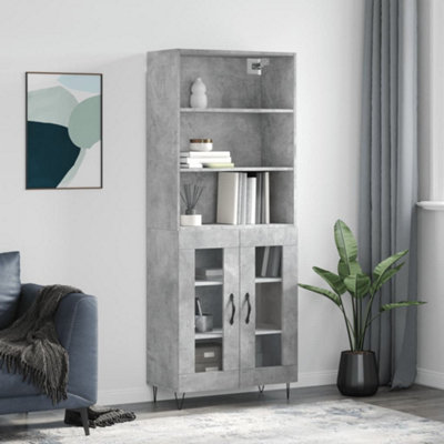 Berkfield Highboard Concrete Grey 69.5x34x180 cm Engineered Wood