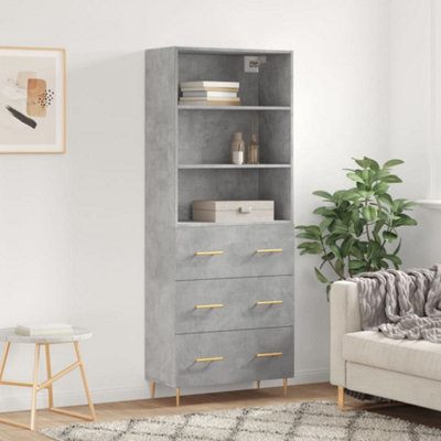 Berkfield Highboard Concrete Grey 69.5x34x180 cm Engineered Wood