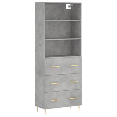 Berkfield Highboard Concrete Grey 69.5x34x180 cm Engineered Wood