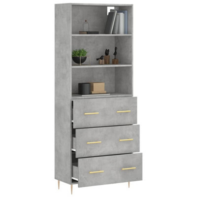 Berkfield Highboard Concrete Grey 69.5x34x180 cm Engineered Wood