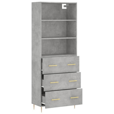 Berkfield Highboard Concrete Grey 69.5x34x180 cm Engineered Wood