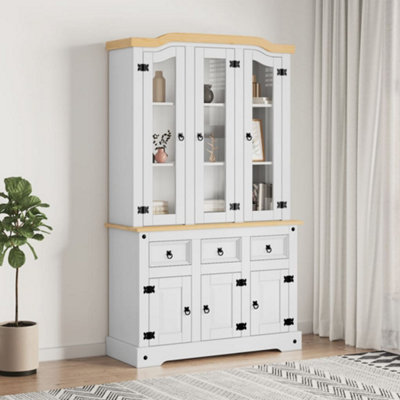 Berkfield Highboard Corona White 112x43x196 cm Solid Wood Mexican Pine