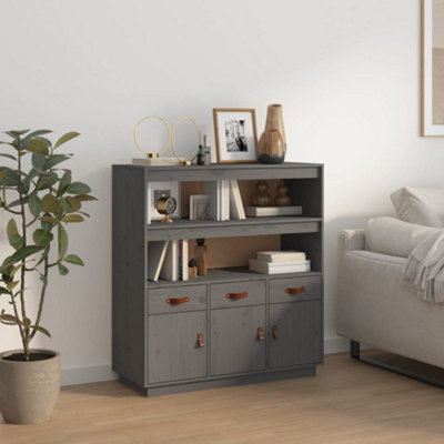 Berkfield Highboard Grey 100x40x108.5 cm Solid Wood Pine