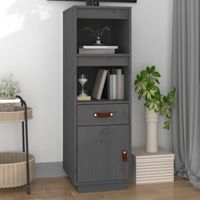 Berkfield Highboard Grey 34x40x108,5 cm Solid Wood Pine