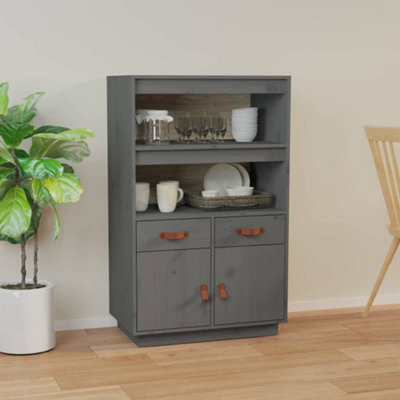 Berkfield Highboard Grey 67x40x108.5 cm Solid Wood Pine