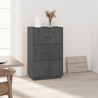 Berkfield Highboard Grey 67x40x108.5 cm Solid Wood Pine