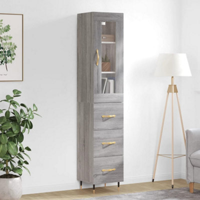 Berkfield Highboard Grey Sonoma 34.5x34x180 cm Engineered Wood