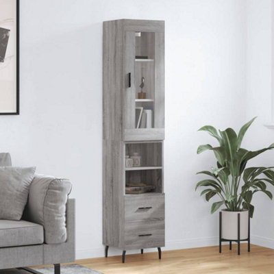 Berkfield Highboard Grey Sonoma 34.5x34x180 cm Engineered Wood