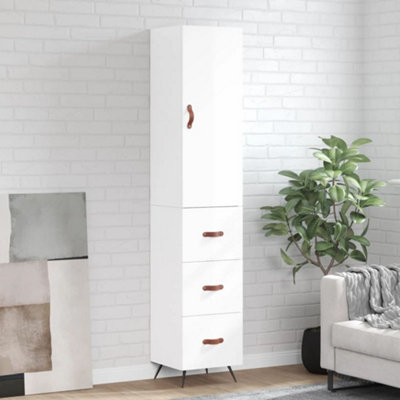 Berkfield Highboard High Gloss White 34.5x34x180 cm Engineered Wood