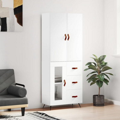 Berkfield Highboard High Gloss White 69.5x34x180 cm Engineered Wood