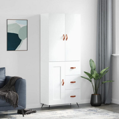 Berkfield Highboard High Gloss White 69.5x34x180 cm Engineered Wood