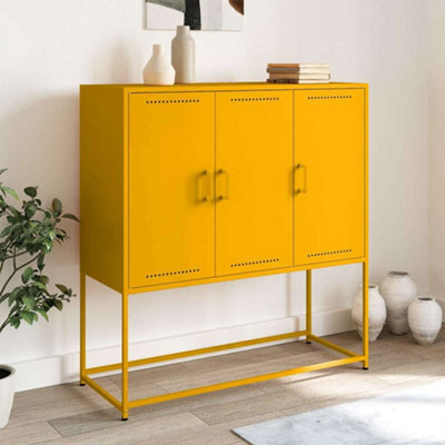 Berkfield Highboard Mustard Yellow 100.5x39x107 cm Steel