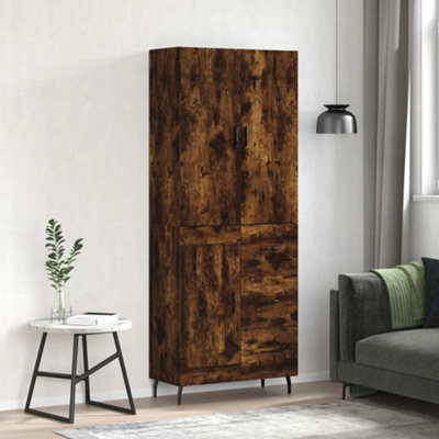 Berkfield Highboard Smoked Oak 69.5x34x180 cm Engineered Wood