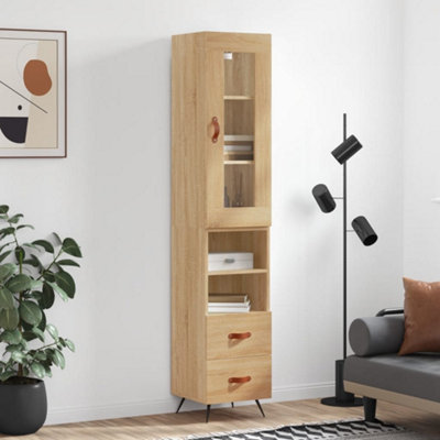 Berkfield Highboard Sonoma Oak 34.5x34x180 cm Engineered Wood