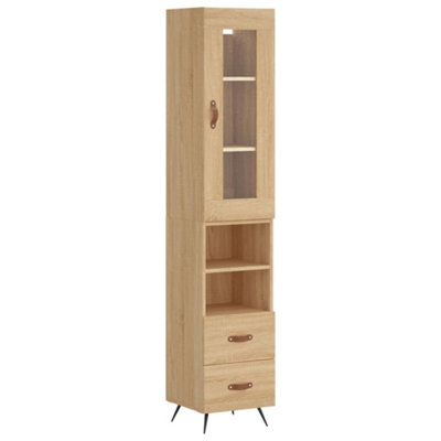 Berkfield Highboard Sonoma Oak 34.5x34x180 cm Engineered Wood