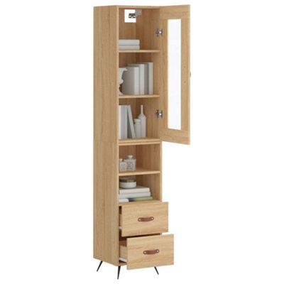 Berkfield Highboard Sonoma Oak 34.5x34x180 cm Engineered Wood