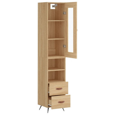 Berkfield Highboard Sonoma Oak 34.5x34x180 cm Engineered Wood