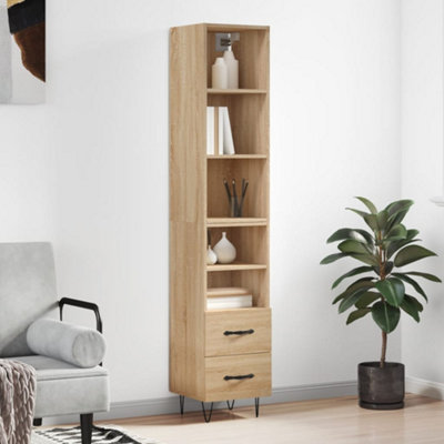 Berkfield Highboard Sonoma Oak 34.5x34x180 cm Engineered Wood