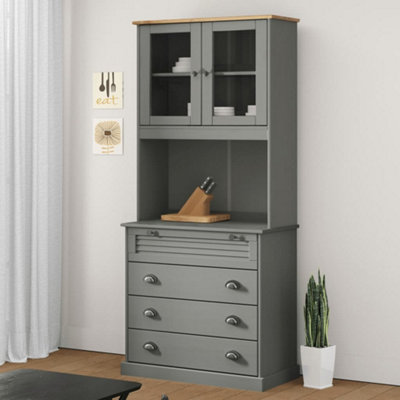 Berkfield Highboard VIGO Grey 80x40x176 cm Solid Wood Pine