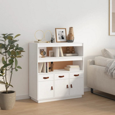 Berkfield Highboard White 100x40x108.5 cm Solid Wood Pine