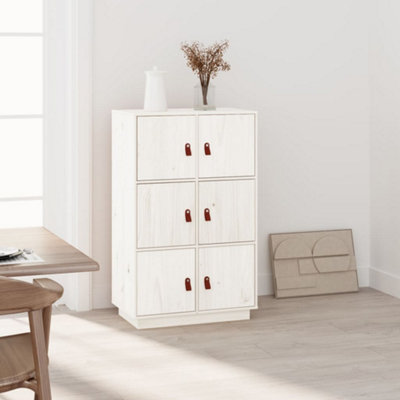 Berkfield Highboard White 67x40x108.5 cm Solid Wood Pine