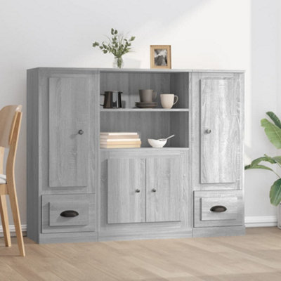 Berkfield Highboards 3 pcs Smoked Oak Engineered Wood