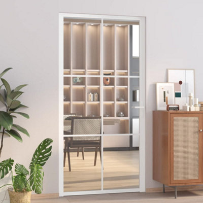 Berkfield Interior Door 102.5x201.5 cm White ESG Glass and Aluminium ...