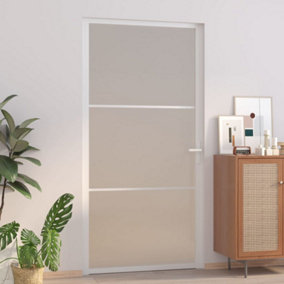 Berkfield Interior Door 102.5x201.5 cm White Matt Glass and Aluminium