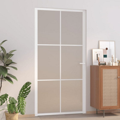 Berkfield Interior Door 102.5x201.5 cm White Matt Glass and Aluminium