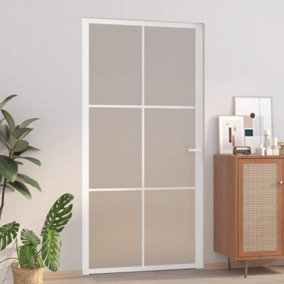 Berkfield Interior Door 102.5x201.5 cm White Matt Glass and Aluminium